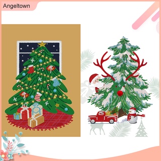 (AngelTown) 5d DIY Diamond pintura árbol de navidad parcial forma especial Rhinestone