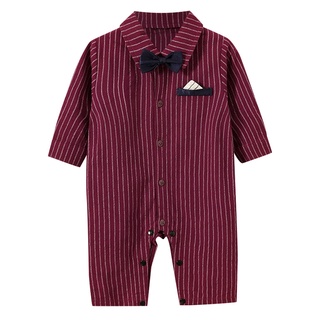 Newborn Infant Baby Boy Striped Gentleman Romper Jumpsuit Outfits Costume
