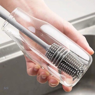 Scli Practical Silicon Cleaning Brush Long Handle Feeding Bottle Milk Bottle Cup Cleaner Tool for Winebottle Coffee Tea Mugs (1)