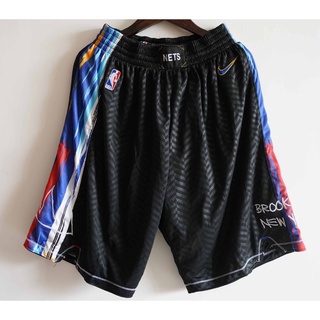 2021 new NBA men’s Brooklyn Nets James Harden Kevin Durant Kyrie Irving embroidery basketball shorts pants city Graffiti version black SmWA
