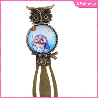 Antique Style Father Owl Pattern Metal Clip Bookmark Marker Reading Gift