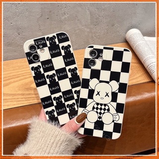 Casing For iPhone 13 12 11 Pro Max SE2020 X XR Xs Max 7 8 6 6s Plus Case Violent Bear Chessboard Pattern Phone Case Protective Cover