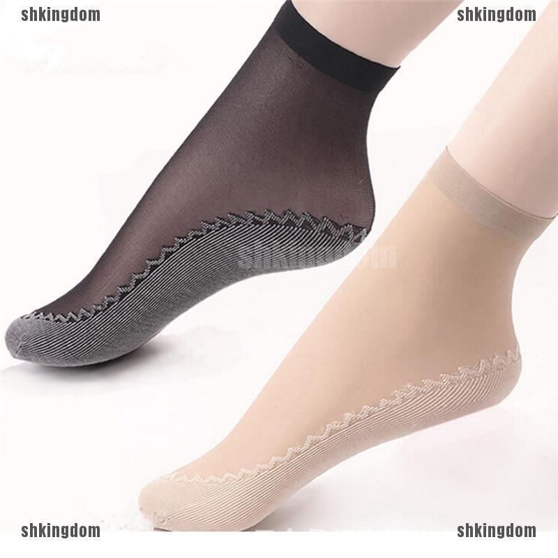 SHKINGDOM 5 pares de calcetines de seda de terciopelo para mujer/calcetines de seda antideslizantes/calcetines de masaje