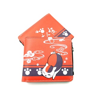 Anime Natsume Yuujinchou PU corto cartera Nyanko Sensei botón monedero tiene cremallera bolsillo de la moneda Color naranja