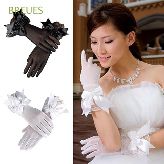 breues guantes cortos de malla negro blanco novia manoplas guantes de encaje mujeres fiestas guantes de muñeca cosplay accesorios bodas señoras gran bownot/multicolor