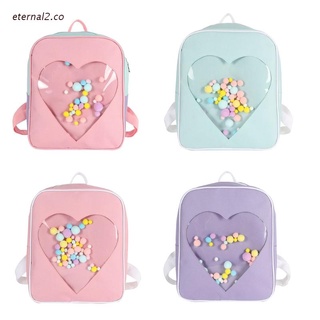 ete2 japonés harajuku bolsa escolar dulce color caramelo transparente amor forma de corazón mochila kawaii lolita pequeño bolso de hombro