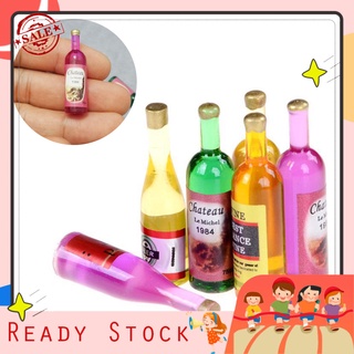[sabaya] juego de 6 botellas de vino coloridas miniatura 1/12, accesorios de cocina