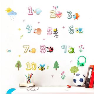 Creativo Animal Number dibujos animados pegatinas de pared de educación temprana autoadhesiva papel Mural pegatinas