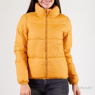 bef - chaqueta corta acolchada de manga larga para mujer, color sólido, cálido