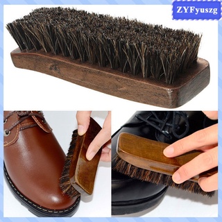 cepillo de limpieza para botas de zapatos, cepillos de pulido con mango de madera marrón