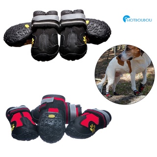 Hotdoudou 4 pzas Botas reflectantes cómodas antideslizantes Para perros/mascotas
