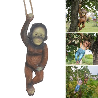 lindo mono estatua pintada a mano de resina artesanía al aire libre micro paisaje decoración para jardín patio