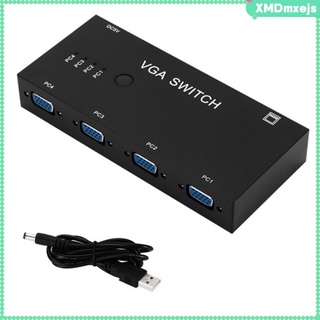 4 Port VGA Switcher Video Switch Box Selector 4 In 1 Out for LCD PC Sharing