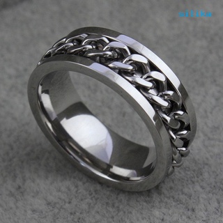 [silika] anillo de dedo con incrustaciones de cadena de acero inoxidable punk para hombre y mujer joyería regalo