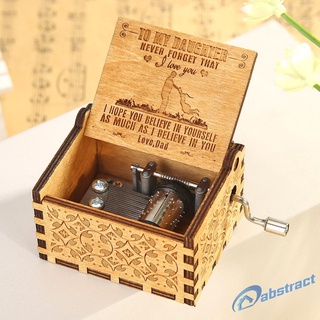 （Municashop) Vintage Wooden Hand Cranked Music Box Retro Home Ornaments Crafts Decor Gifts