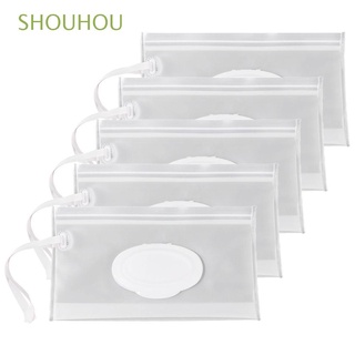 shouhou - bolsa de almacenamiento ecológica para servilletas, fácil de llevar, contenedor cosmético, toallitas húmedas, caja de conchas, reutilizable, limpieza, correa de protección