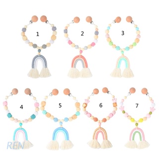 REN Babies Toy Wooden Pram Clip Mobile Pram Personalize Bead Pacifier Chain Chewable Rattle Babies Wooden Teether Infants
