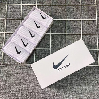 【COD】Nike 5 pares de calcetines Sports Casual Calcetines blanco negro gris (producto original) (2)