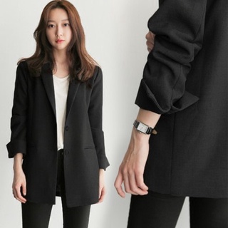 Lady chic chaqueta formal traje negro casual otoño Blazer