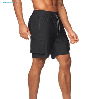dangguor Higroscopic Hombres Pantalones Cortos De Los Cordón Bolsillos Elásticos Para Fitness