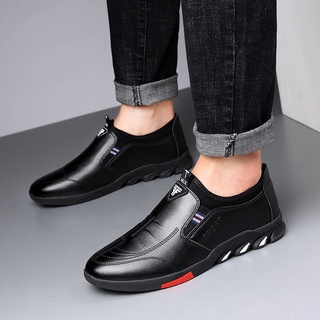2021 nuevos zapatos de cuero de los hombres, zapatos de cuero casual, versión de la tendencia, suela suave, zapatos de trabajo de un paso, deodora2021 (2)