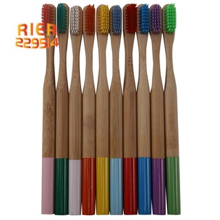 paquete de 10 cepillos de dientes de bambú de cerdas medianas biodegradables sin plástico cepillos de dientes cilíndricos de bajo carbono eco bambú mango cepillo