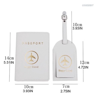 Goo portátil feliz viaje cuero PU pasaporte cubierta con etiquetas de equipaje titular caso organizador tarjeta Protector