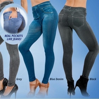 leggings elásticos de cintura alta casuales para mujer/pantalones largos/leggins de mezclilla