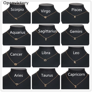 Openvictory 12 collares signo del zodiaco con tarjeta constelaciones colgante cadenas de oro gargantilla para mujeres joyería de moda MY