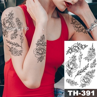 Waterproof Temporary Tattoo Sticker Black Roses Design Tatoo Flower Arm Body Art Big Large Fake Tatto Sticker (5)
