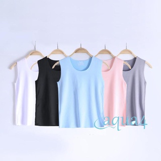 Anana-kids chaleco Unisex Color sólido cuello redondo camisola sin mangas camiseta Tops para verano, azul/negro/rosa/blanco/gris