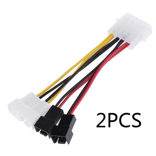 2pcs 4 pines molex a 3 pines ventilador cable adaptador conector 12v*2/5v*2 (2)