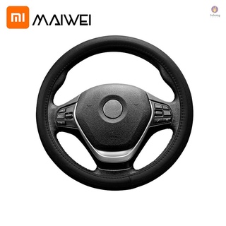 Pa Maiwei cubierta del volante de coche de cuero genuino antideslizante Auto volante cubierta antideslizante Universal relieve cuero estilo de coche (1)