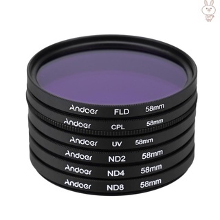 ANDOER [Nuevo] Kit de filtro para fotografía UV+CPL+FLD+ND(ND2 ND4 ND8) 58 mm UV+CPL+FLD+ND8/Kit de filtro de filtro de fotografía ultravioleta Circular polarizante/filtro de densidad neutro fluorescente para Pentax DSLRs (7)