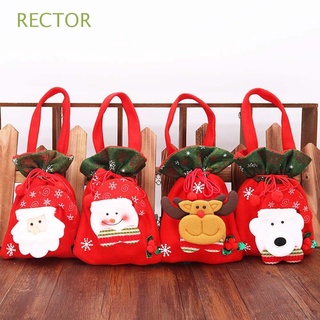 RECTOR Cartoon Drawstring Bag Festival Gift Pouch Candy Bag With Handle Portable Party Santa Claus Snowman Xmas Christmas Decoration