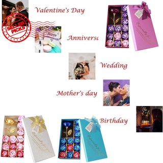 12 Jabón Flor Hoja De Oro Rosa Caja Creativa Tanabata Día De Cumpleaños Madre A7J4