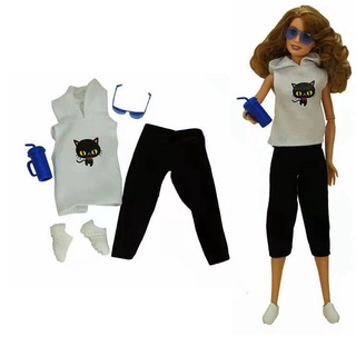 barbie muñeca ropa sudadera con capucha top pantalones1/6 bjd accesorios