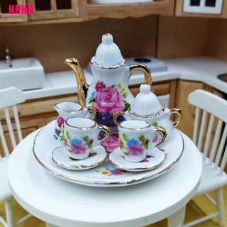 wyl 8 piezas 1:12 juego de té/plato/taza de té para casa de muñecas miniatura de guerra de comedor