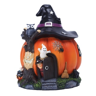 halloween calabaza casa estatua con bruja haunted house prop regalo de niños