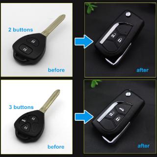 2 /3 botones modificado Flip plegable llave remota caso Shell para Toyota Camry corona Corolla Reiz RAV4 llave de repuesto Fob
