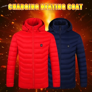 Hombres eléctrico calentado chaquetas de algodón al aire libre abrigo USB calefacción eléctrica con capucha invierno caliente chaquetas de invierno