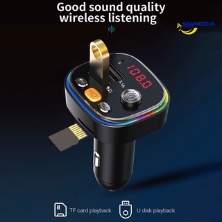 [Shi] C20 FM transmisor Dual USB 3.1A cargador rápido compatible con Bluetooth 5.0 multifuncional coche reproductor MP3 para Auto (3)