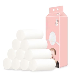 (10 Rollos) hogar de 4 capas de papel higiénico para madres y bebés, rollos de papel higiénico de pulpa de madera virgen