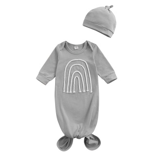 Kprq-Baby saco de dormir con sombrero arco iris patrón envolver para recién nacidos niños niñas