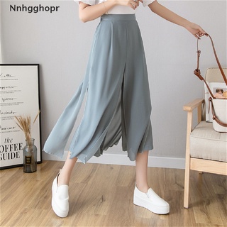 [Nnhgghopr] Streetwear Summer High Waist Women's Choffon Capris Pants Women Trousers Wide Leg Pants Hot Sale