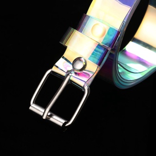 susans moda correa de cintura mujeres color focus punk cinturón hebilla láser holográfico ancho transparente arco iris cintura (5)