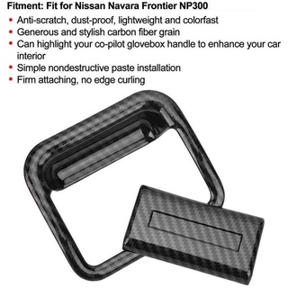 para nissan navara frontier np300 2016-2021 de fibra de carbono copiloto de la caja de guante de la manija de la cubierta del tazón de la decoración accesorios (3)