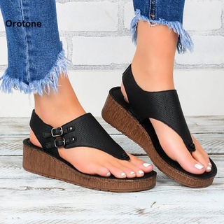 Orotone cuero sintético sandalias de playa cuña antideslizante chanclas Casual zapatos para caminar