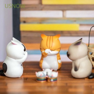 Usnow lindo miniaturas PVC figuritas adornos Micro paisaje divertido juguetes DIY decoración del hogar gato de dibujos animados pequeña estatua