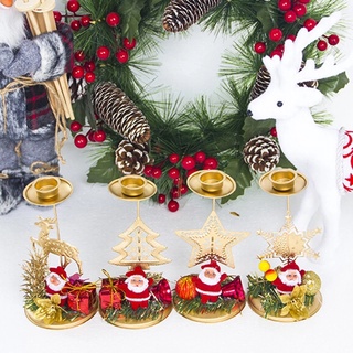 Portavelas de navidad/Santa Claus copo de nieve estrella de navidad candelabro de hierro/vela adorno de regalo de escritorio portavelas para decoración de mesa de navidad oro